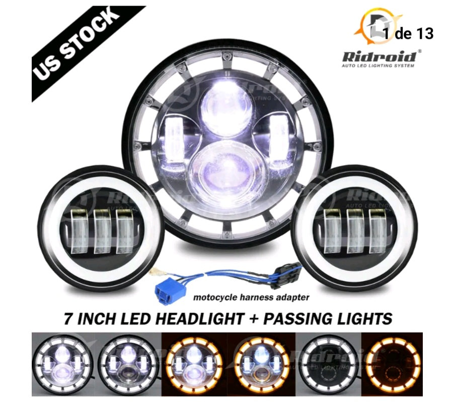 KIT LUZ LED 7" LUZ AUXILIAR KAWASAKI VULCAN 500>1700